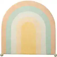 Colorful rainbow-themed tabletop display with pastel shades, perfect for optometry store decor, eye care visual branding, and optical shop aesthetics.