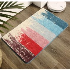 Colorful abstract patterned modern area rug for living room and bedroom décor, featuring vibrant hues like red, pink, blue, and white, crafted for style and comfort.