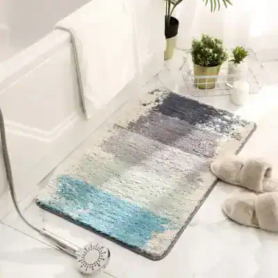 Luxury bathroom rug, modern shower mat with textured design, durable and absorbent bath rug for slip-resistant comfort.