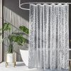 Shower curtain with glittering bubble pattern, modern bathroom decor, elegant transparent fabric, suitable for home or spa, enhances bathroom aesthetic and privacy.