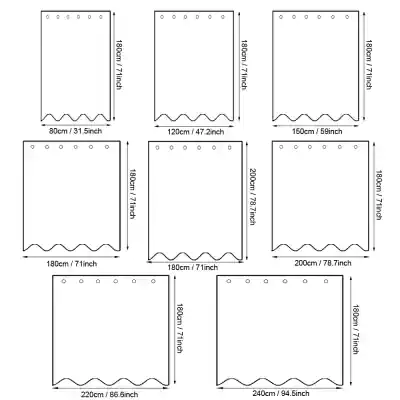 Durable shower curtain polyester fabric with multiple size options for bathroom decor and privacy. Perfect for adding style and functionality to your shower or bathtub area.