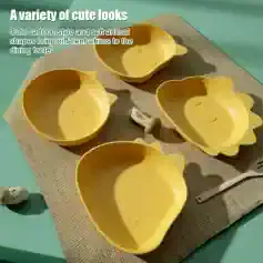 Colorful animal-shaped bowls suitable for kids' dining and serving, perfect for adding fun to meal times. Bright yellow with whimsical facial features, these cute cartoon-style dishes are ideal for family kitchens.