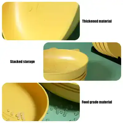 Yellow plastic storage containers, stacked for organization, made from food-grade and thickened materials for durability and safety, ideal for kitchen and household use.