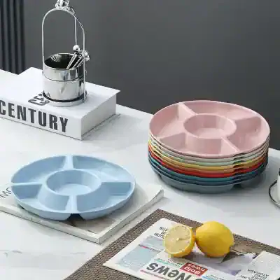 Silicone divided plates in multiple colors for kids and adults, perfect for meal serving and portion control at Monalisa Store.