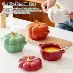 Pumpkin-shaped ceramic bowls perfect for festive tableware and home decor, available at Monalisa Medical Store, ideal for enhancing holiday memories with charming, colorful kitchen accessories.