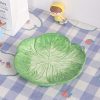 Realistic lettuce leaf ceramic dish for kitchen serving, eco-friendly food presentation, vegetable-themed tableware, fresh look, and durable design.