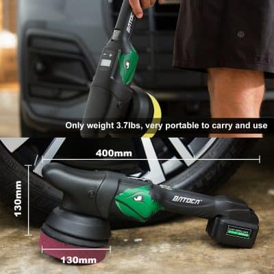 3. Portable cordless car buffer with lightweight design, weighing only 3.7 lbs, ideal for at-home auto detailing and polishing, featuring a 400mm long handle for easy control.