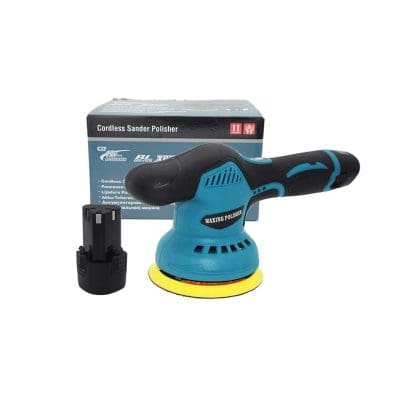 Cordless sander polisher for car detailing and polishing, lightweight and rechargeable with adjustable speed, ideal for automotive and DIY projects.