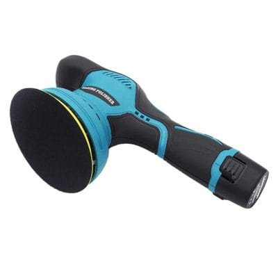 Electric car buffer polisher for automotive polishing and detailing. Portable handheld power tool with ergonomic design and adjustable speed settings. Suitable for professional and DIY car care.