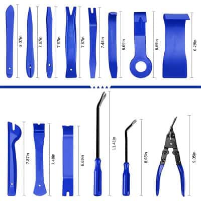 Adjustable blue leathercraft tools and prying knives for upholstery and furniture repair, featuring precision blades and ergonomic handles for professional results.