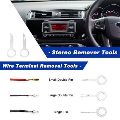 High-quality stereo remover tools displayed for car audio system repairs at Monalisa Store. Essential for wire terminal removal with various pin types for efficient stereo maintenance.