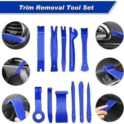Flexible car interior trim removal tools for easy and effective automotive interior and panel disassembly. Perfect for auto repair, maintenance, and cleaning tasks.