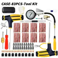 Case 83-piece tattoo tool kit with power supply and accessories for professional tattooing and piercing needs.