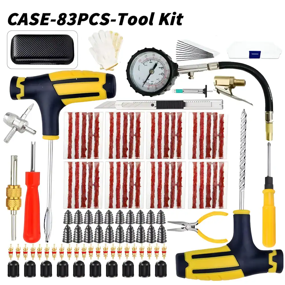 Case 83-piece tattoo tool kit with power supply and accessories for professional tattooing and piercing needs.