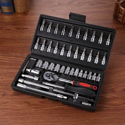 Precision screwdriver set with interchangeable bits for electronics and eyeglass repairs.