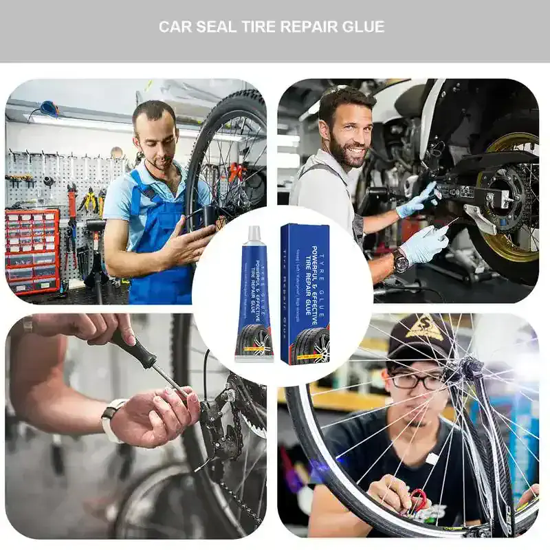 Blue tire sealant for car and bike repair, professional tire patch glue for automotive maintenance and flat tire repair, ideal for motorcycles and bicycles - Monalisa Store.