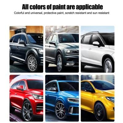 Vibrant collection of colorful cars with sleek designs and glossy finishes at Monalisa Store, showcasing automotive paints and protective coatings for various vehicle styles and colors.