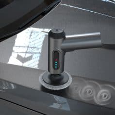 High-tech windshield cleaning device with electronic controls and microfiber pad, perfect for maintaining clarity and cleanliness in automotive care.