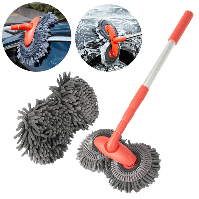 Microfiber car cleaning mop with extendable handle, ideal for washing cars, with efficient scrubbing and water removal, perfect for detailing and maintenance at Monalisa Store, optimized for automotive cleaning tools.