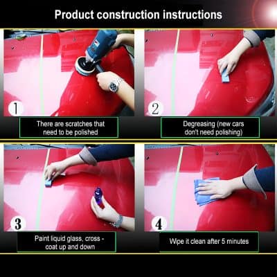 Shiny red car being polished with a buffer machine, part of Monalisa Medical's vehicle care services, emphasizing professional auto detailing.