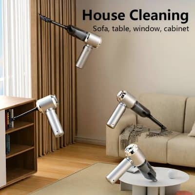 Vacuum cleaner, house cleaning equipment for sofa, table, window, and cabinet cleaning, modern cordless handheld vacuum for home use, lightweight and ergonomic design for effective cleaning tasks.
