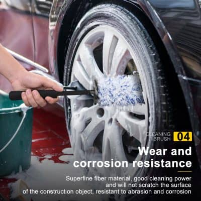 Microfiber cleaning brush for car wheel cleaning, durable and corrosion-resistant car wheel brush for tire and rim cleaning, suitable for automotive detailing, multi-purpose cleaning tool, Monalisa Store.