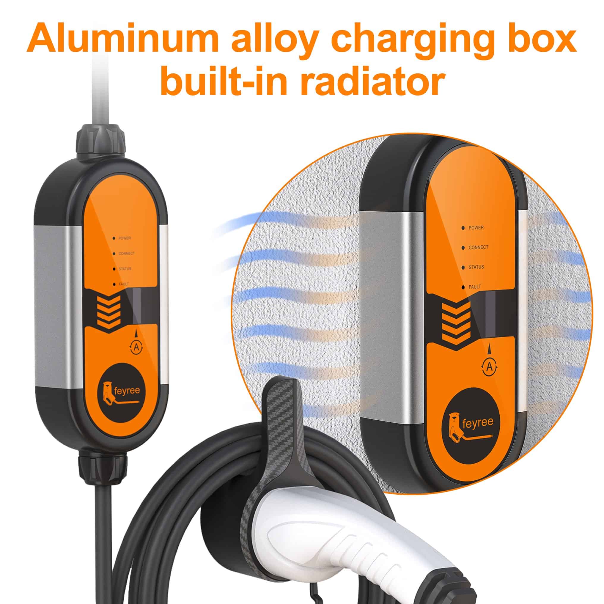 Aluminum alloy charging box with built-in radiator for electric vehicle charging stations.