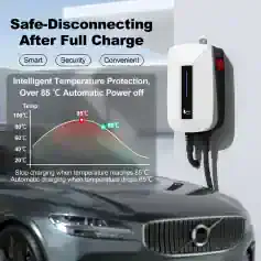 Charging station for electric vehicle with temperature protection features at Monalisa Store.
