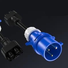 Blue and black medical power cord with European plug for opt devices, high-quality electrical cable for optometry equipment troubleshooting and repair.