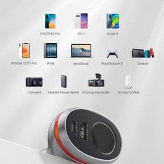 Universal compatibility of electronic devices including smartphones, tablets, laptops, gaming consoles, cameras, power banks, driving recorders, and air humidifiers, showcased on Monalisa Medical Store website.