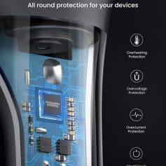 High-tech electronic components inside a modern device for multi-protection, including overheating, overvoltage, overcurrent, and short circuit protection features, suitable for opt devices.