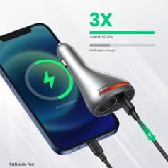 Power delivery accessories for iPhone, featuring fast charging cables compatible with iPhone 12, 11, XS, XR, SE, iPad Pro, and Air models, ensuring quick and efficient charging.
