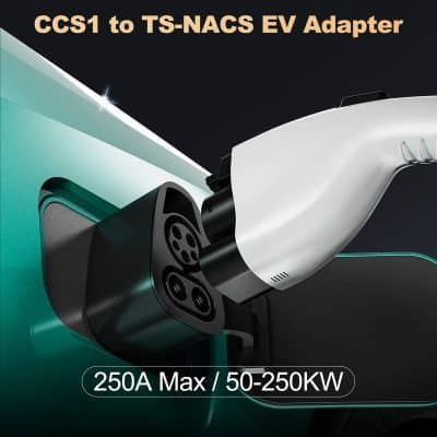 CCS1 to TS-NACS EV Adapter for electric vehicle charging, durable and high-performance, compatible with fast-charging stations, supporting up to 250A and 50-250KW power levels, ideal for EV charging stations.