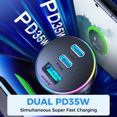 Fast charging portable power bank with multiple USB ports for quick device charging at Monalisa Store.