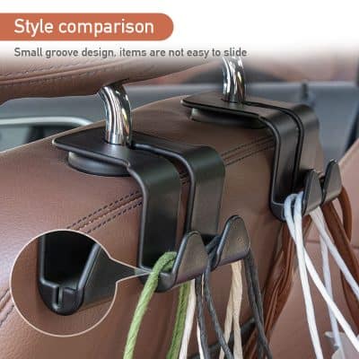Multi-purpose car hook for bags and accessories, designed to maximize space and organization in vehicles, perfect for daily commuters and travelers.