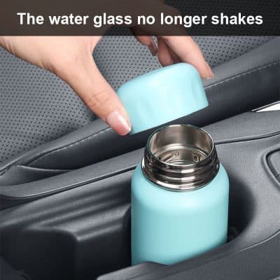 Reusable water bottle with leak-proof lid for travel and daily hydration.