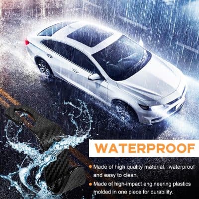 Waterproof car with rain and headlights, high quality rain-resistant vehicle, SUV in heavy rain, durable and easy-to-clean waterproof exterior for vehicles.