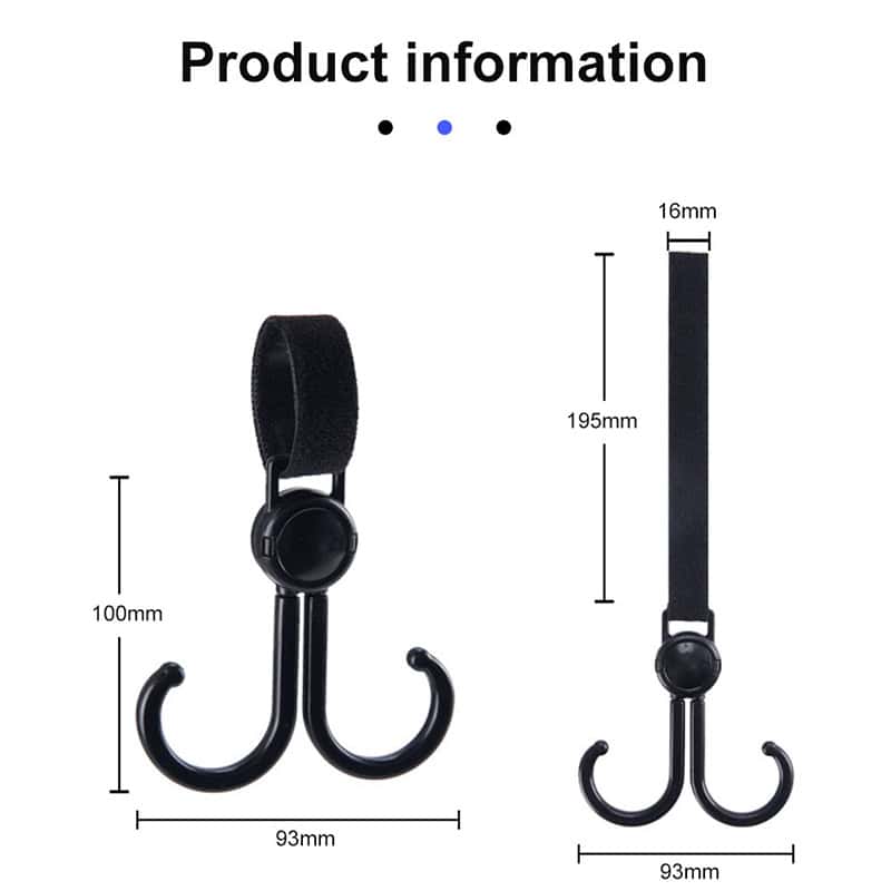 Hook and strap multi-purpose storage hook with adjustable strap, ideal for organization and hanging items, dimensions 195mm long, 16mm strap width, suitable for home, office, or retail displays.