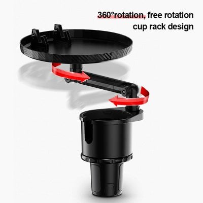 Flexible 360-degree rotating phone holder with cup rack design for convenient use during driving or office work.