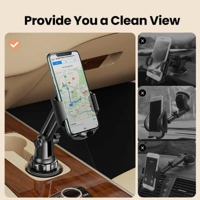 Reliable vehicle phone holder for secure and hands-free navigation on the go.