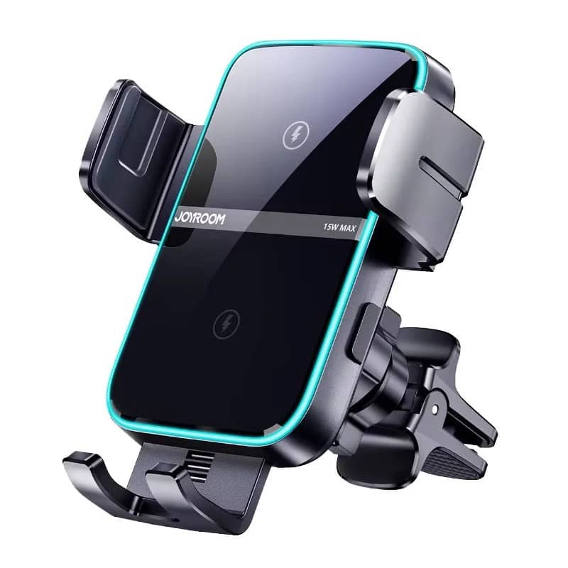 Wireless car phone holder with adjustable grip, fast charging, and secure mounting for smartphones. Perfect for hands-free driving and accessing devices safely on the road.