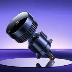 Air purifier with sleek black design and modern features for improving indoor air quality.