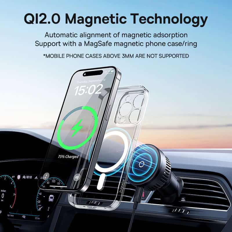 Q12.0 magnetic wireless phone charger, magnetic phone case support, fast charging, compatible with smartphones, car mount phone charger, magnetic wireless charger for phone, Monalisa Medical store, mobile phone accessories, car charging solution, high-quality magnetic wireless charger, reliable phone charging device.