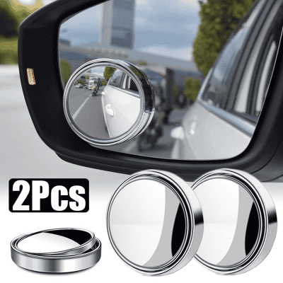 Shatterproof car side mirror magnifying lenses for enhanced driving safety.