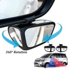 360-degree panoramic mirror for vehicle safety and blind spot reduction, featuring easy rotation and dual-sided functionality with A and B indicators for enhanced driving visibility.