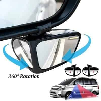 360-degree panoramic mirror for vehicle safety and blind spot reduction, featuring easy rotation and dual-sided functionality with A and B indicators for enhanced driving visibility.