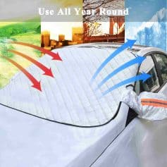 Breathable sunshade windshield cover for cars, blocks UV rays and keeps interior cool, ideal for use all year round, great for sun protection at Monalisa Store, enhancing vehicle comfort and safety.