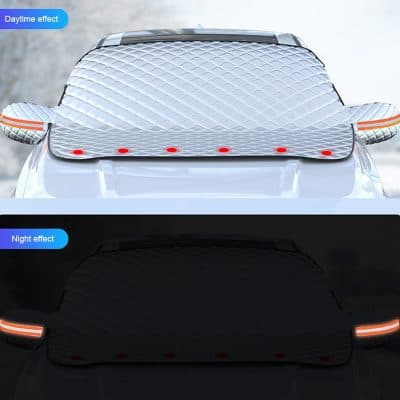 Sunshade car windshield cover with day and night effect for UV protection and privacy, ideal for enhancing vehicle comfort and safety.
