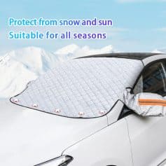 Protective car sun and snow shield suitable for all seasons, weather-resistant windshield cover for winter snow and summer sun protection, easy to install.