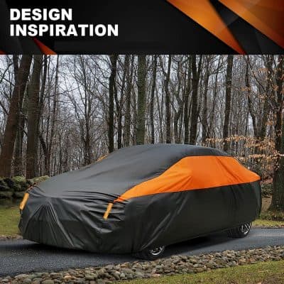 Covered car protection cover for outdoor vehicle storage, weather-resistant car cover, Monalisa Store automotive accessories, outdoor vehicle protection, car cover for all seasons.